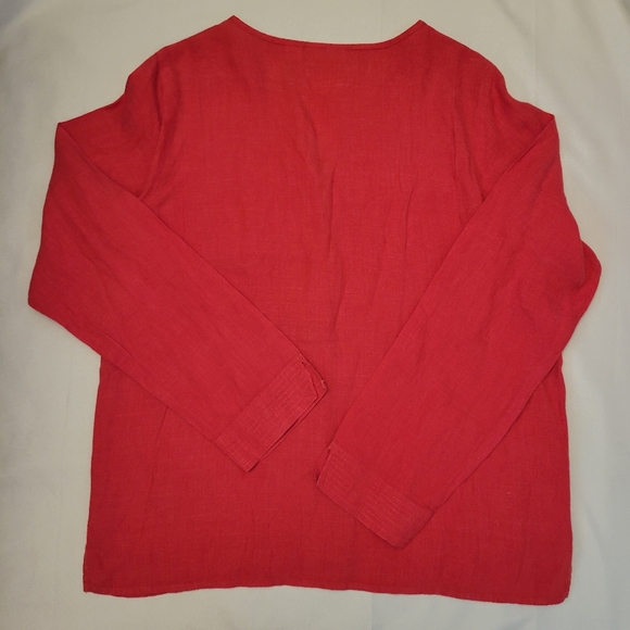 100% Linen Tunic Blouse Size L By Liz Claiborne - Picture 5 of 10